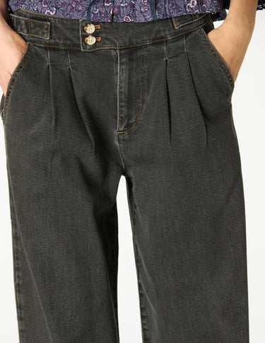 ANTHRACITE DENIM BUCKLE TROUSERS