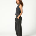 ANTHRACITE DENIM BUCKLE TROUSERS