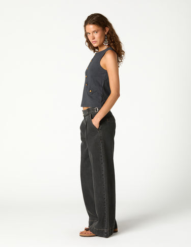 PANTALON HEBILLAS DENIM ANTRACITA