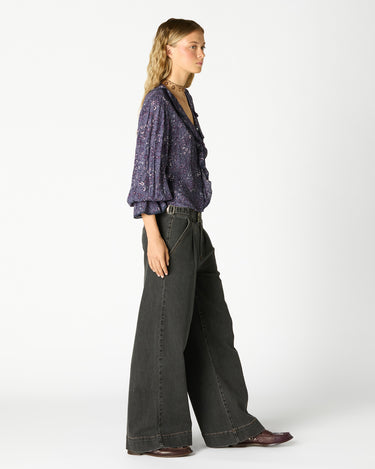 ANTHRACITE DENIM BUCKLE TROUSERS