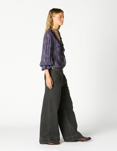ANTHRACITE DENIM BUCKLE TROUSERS
