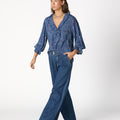 BLUE DENIM BUCKLE TROUSERS