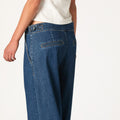 BLUE DENIM BUCKLE TROUSERS