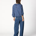 BLUE DENIM BUCKLE TROUSERS