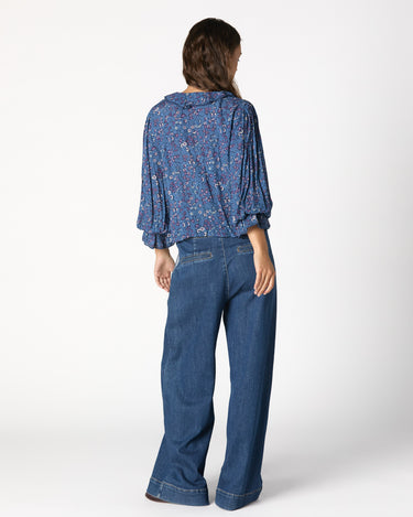 BLUE DENIM BUCKLE TROUSERS