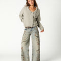 BLUE PRINT DENIM TROUSERS