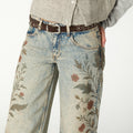 BLUE PRINT DENIM TROUSERS