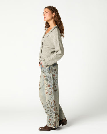 BLUE PRINT DENIM TROUSERS