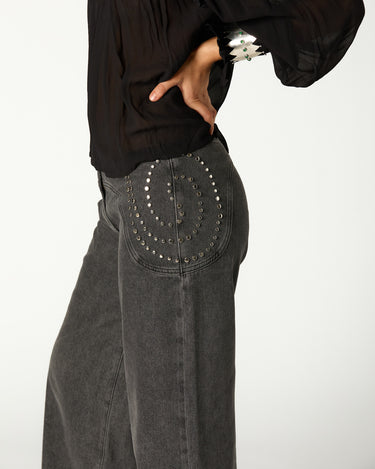 ANTHRACITE PAISLEY DENIM PANTS
