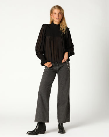 ANTHRACITE PAISLEY DENIM PANTS