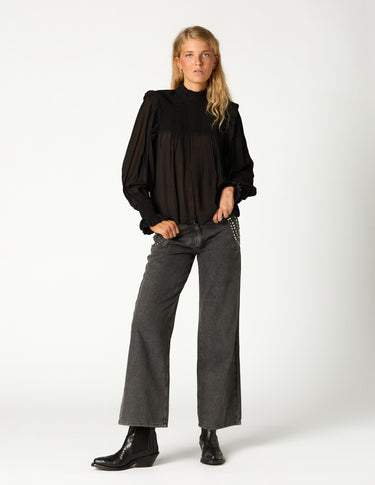 ANTHRACITE PAISLEY DENIM PANTS