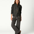 FRINGED ANTHRACITE DENIM PANTS