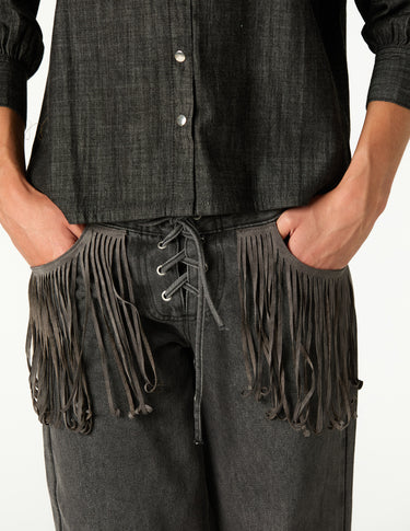 PANTALON FLECOS DENIM ANTRACITA