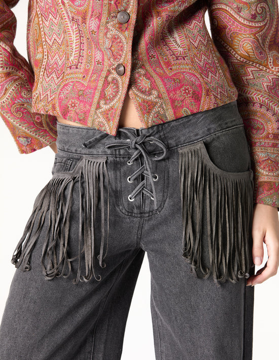 PANTALON FLECOS DENIM ANTRACITA