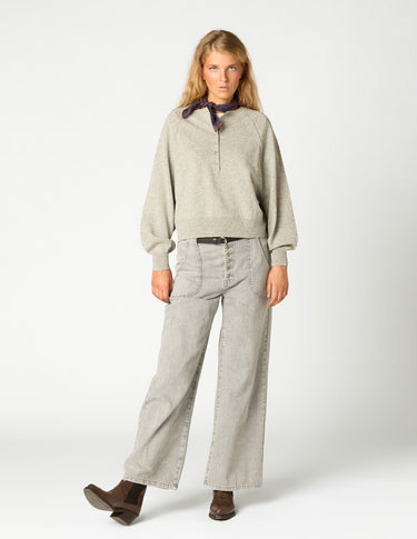 PANTALÓN DENIM TIRO ALTO GRIS CLARO
