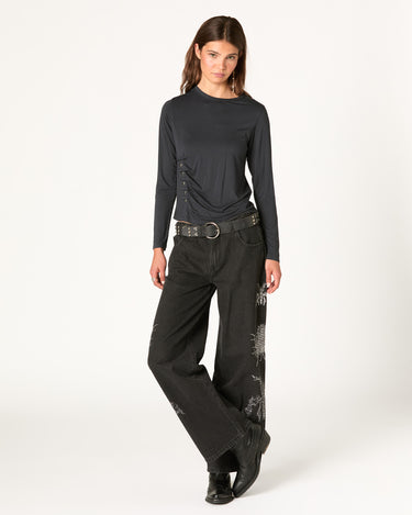 PANTALON BORDADOS SEQUINS DENIM NEGRO