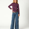 EMBROIDERED SEQUIN BLUE DENIM TROUSERS