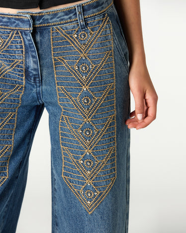PANTALON BORDADO DENIM AZUL
