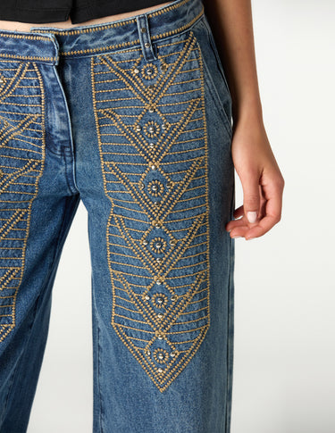 PANTALON BORDADO DENIM AZUL
