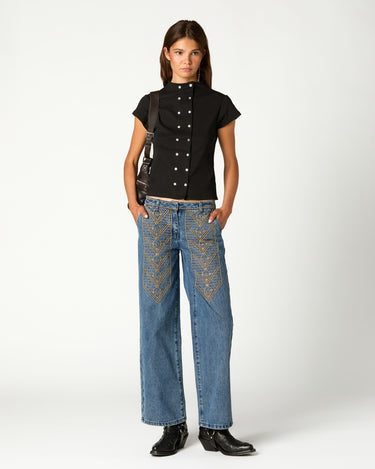 PANTALON BORDADO DENIM AZUL