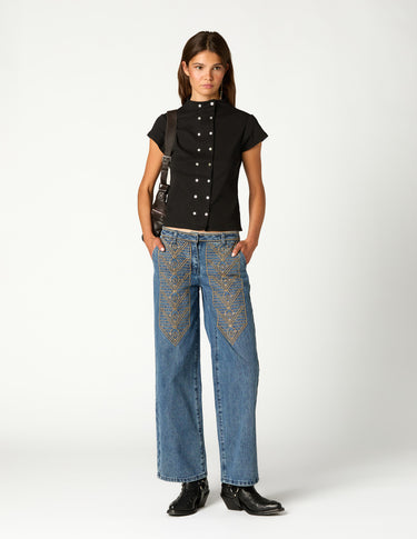 PANTALON BORDADO DENIM AZUL