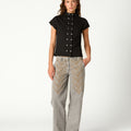 EMBROIDERED GREY DENIM TROUSERS