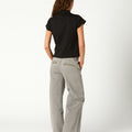 EMBROIDERED GREY DENIM TROUSERS