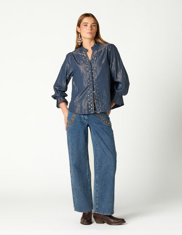 PANTALON CANESU BORDADO BLUE