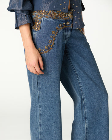 PANTALON CANESU BORDADO BLUE