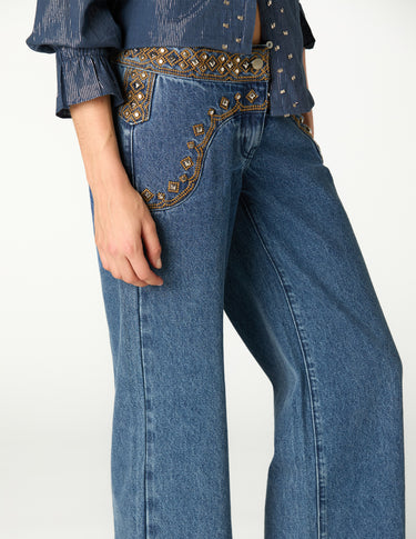 PANTALON CANESU BORDADO BLUE