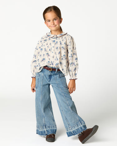 PANTALÓN DENIM DESFLECADO AZUL