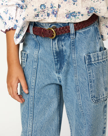 PANTALÓN DENIM DESFLECADO AZUL