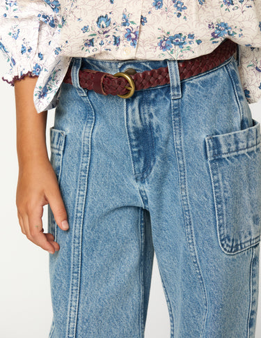 PANTALÓN DENIM DESFLECADO AZUL
