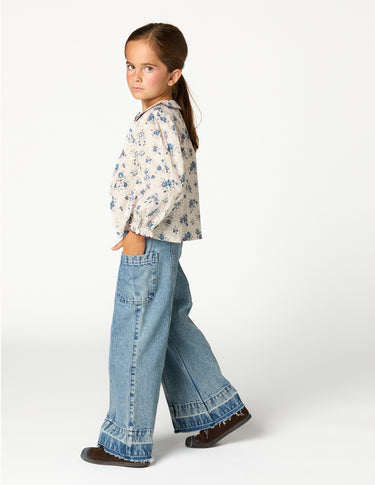 PANTALÓN DENIM DESFLECADO AZUL