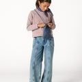 BLUE FRAYED DENIM TROUSERS