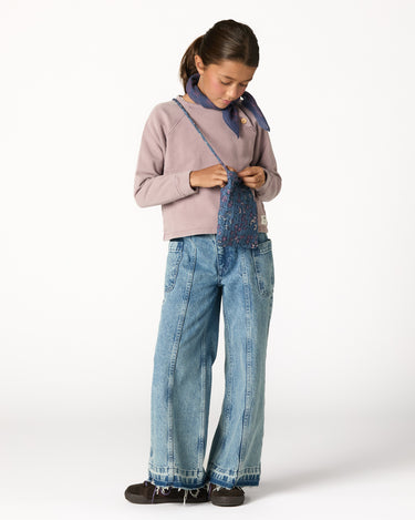 BLUE FRAYED DENIM TROUSERS