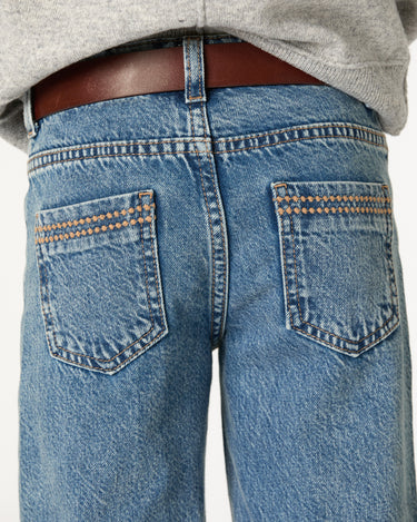 BLUE TROUSERS WITH POCKET DETAIL