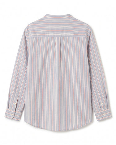 MAO COLLAR SHIRT BLUE/RED STRIPE