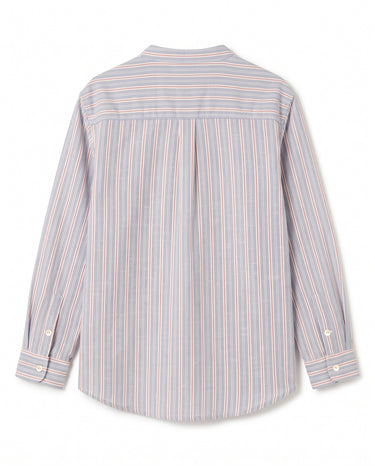 MAO COLLAR SHIRT BLUE/RED STRIPE