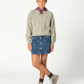 BLUE DENIM BUTTON SKIRT