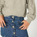 BLUE DENIM BUTTON SKIRT