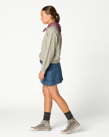 BLUE DENIM BUTTON SKIRT