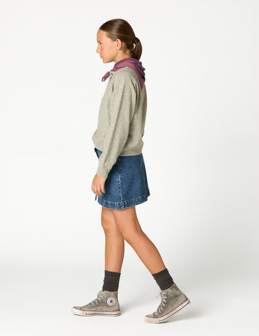 BLUE DENIM BUTTON SKIRT