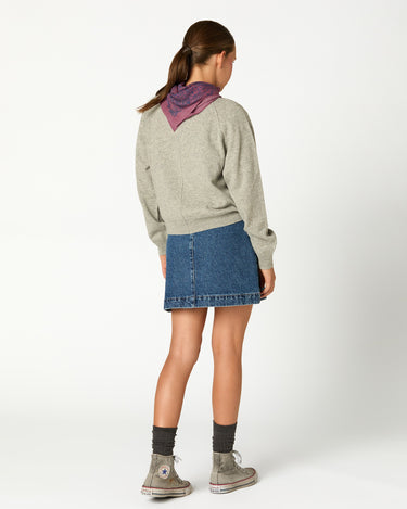 BLUE DENIM BUTTON SKIRT
