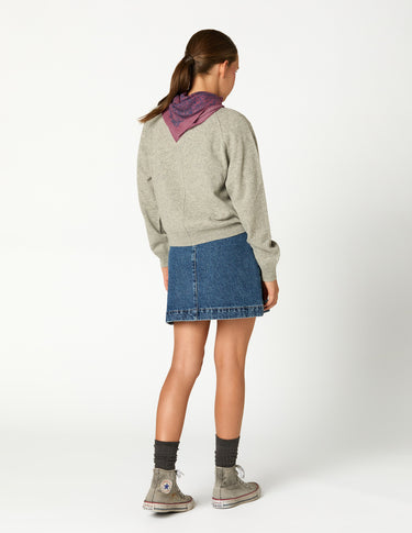 BLUE DENIM BUTTON SKIRT