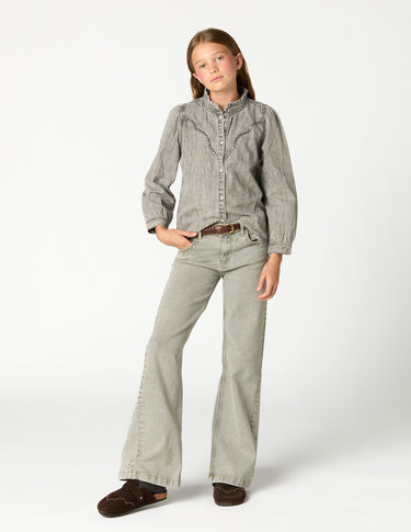 LIGHT GREY MINI STUD TROUSERS