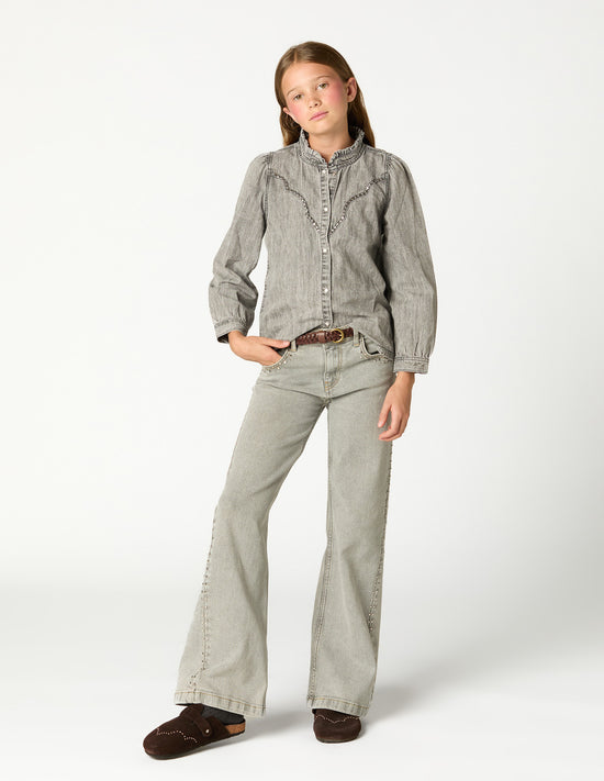 LIGHT GREY MINI STUD TROUSERS