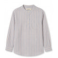 NAVY/RED STRIPED MANDARIN COLLAR SHIRT