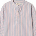 NAVY/RED STRIPED MANDARIN COLLAR SHIRT