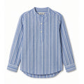 ECRU/BLUE STRIPED MANDARIN COLLAR SHIRT